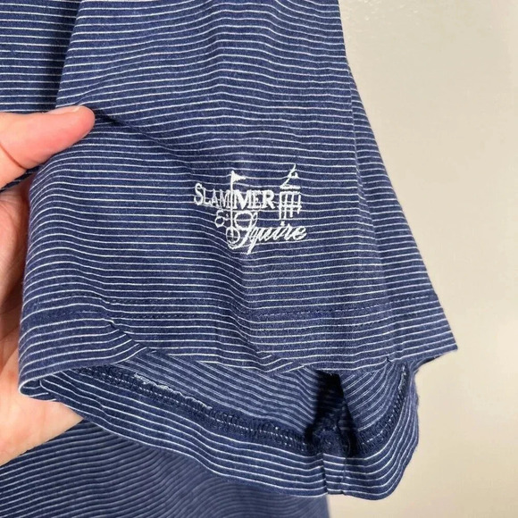 Peter Millar Crown Sport Newport Polo Shirt Mens Size XXL Blue Stripes Silk Pima - Picture 4 of 9